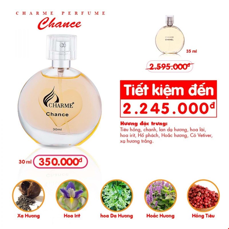 Thành phần tạo nên Charme Chance rất gơi cảm và ngọt ngào, nữ tính đến đáng kinh ngạc