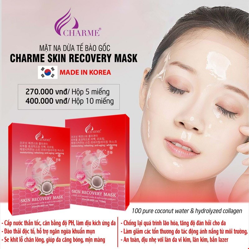 Charme Skin Recovery Mask - Mặt nạ dừa tế bào gốc