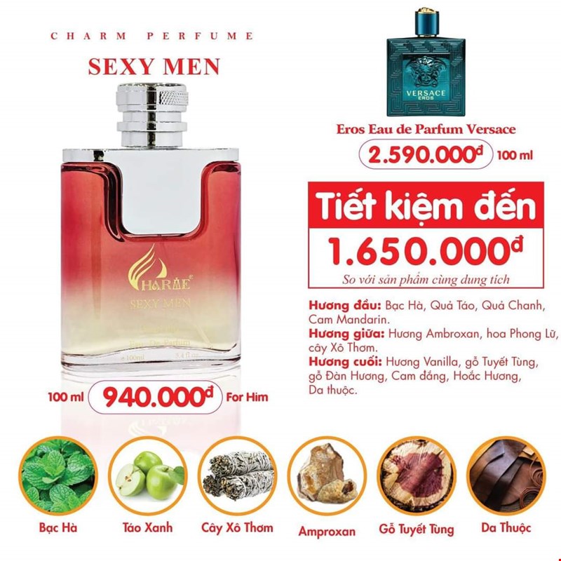 Nước Hoa Nam Charme Sexy Men 100ml [Phiên Bản 2024]