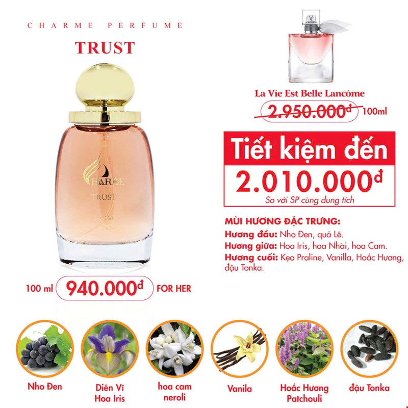 Nước Hoa Nữ Charme Trust 100ml [Phiên Bản 2026]