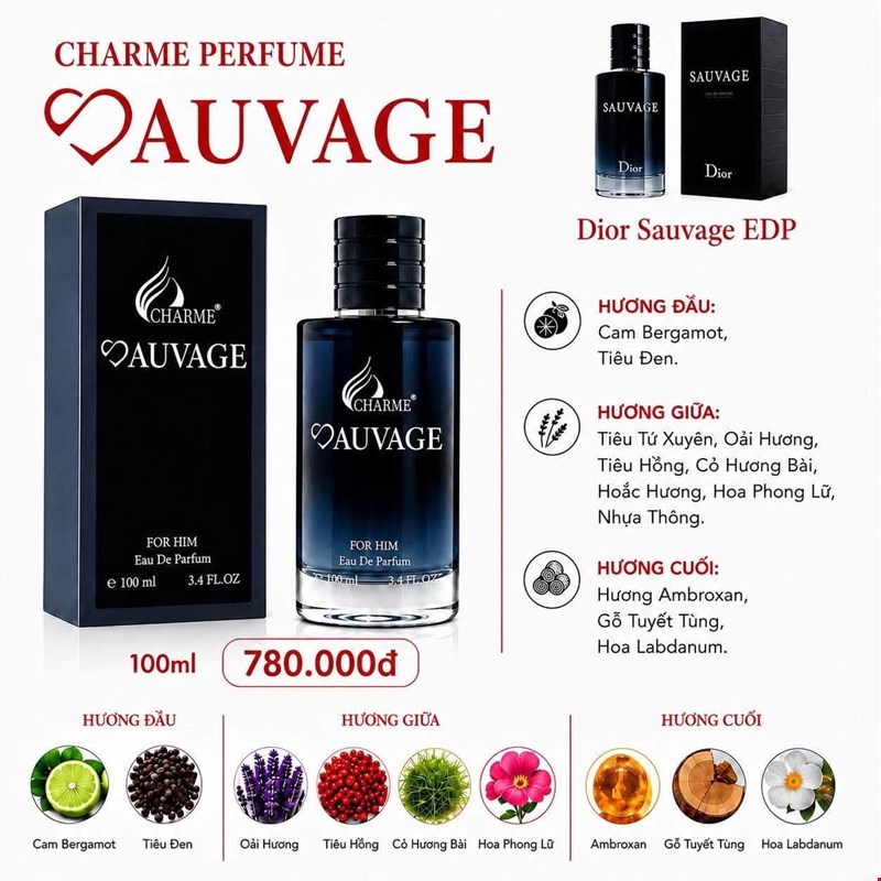 Nước Hoa Nam Charme Sauvage 100ml